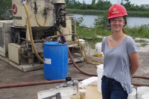 Woman at construction site